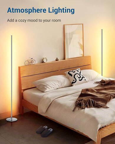 DEWENWILS LED Corner Floor Lamp, Set of 2 Modern Dimmable Mood Floor Light, 57.5" Minimalist Standing Tall Lamp for Living Room, Bedroom, Office, 3000K Warm White Light (Black) in Saudi Arabia