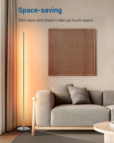 DEWENWILS LED Corner Floor Lamp, Set of 2 Modern Dimmable Mood Floor Light, 57.5" Minimalist Standing Tall Lamp for Living Room, Bedroom, Office, 3000K Warm White Light (Black) in Saudi Arabia