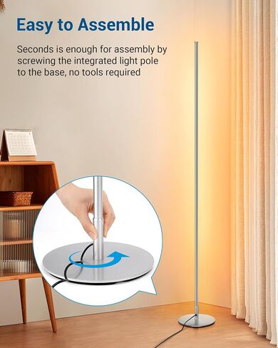DEWENWILS LED Corner Floor Lamp, Set of 2 Modern Dimmable Mood Floor Light, 57.5" Minimalist Standing Tall Lamp for Living Room, Bedroom, Office, 3000K Warm White Light (Black) in Saudi Arabia