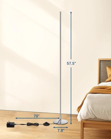 DEWENWILS LED Corner Floor Lamp, Set of 2 Modern Dimmable Mood Floor Light, 57.5" Minimalist Standing Tall Lamp for Living Room, Bedroom, Office, 3000K Warm White Light (Black) in Saudi Arabia