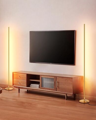 DEWENWILS LED Corner Floor Lamp, Set of 2 Modern Dimmable Mood Floor Light, 57.5" Minimalist Standing Tall Lamp for Living Room, Bedroom, Office, 3000K Warm White Light (Black) in Saudi Arabia