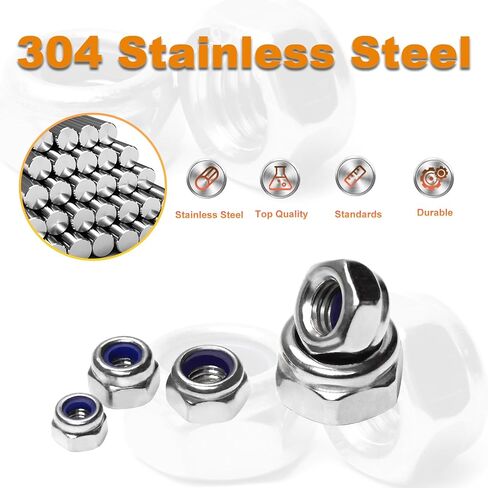 120PCS M3 Locknuts Metric Nylon Inserted Hex Lock Nuts Self-Lock Nylon Insert M3x0.5mm 304 Stainless Steel Self Locking 5.5mm Hex Nut Driver Tiny Nut for RC Bike Pedals 3D Printer in Saudi Arabia