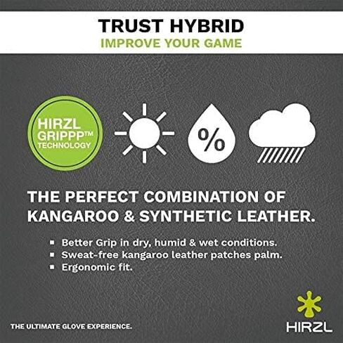 قفازات HIRZL Trust Hybrid للجولف - قفاز جولف للرجال مناسب لجميع الأحوال الجوية (أبيض/أسود) | نايلون، جلد الكنغر، بوليستر | قبضة نهائية (رطبة أو جافة)، ملاءمة مريحة، مسامية، خالية من العرق، طارد للماء in Kuwait