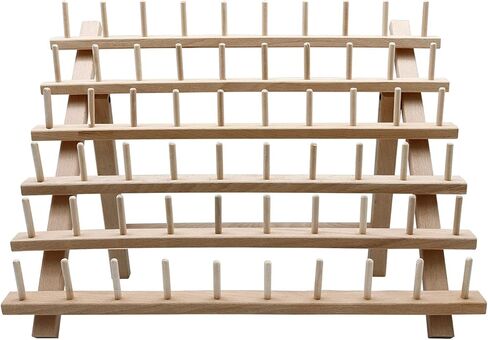 حامل شعر تجديل من STUDIO LIMITED، حامل شعر تجديل خشبي 60 بكرة، رف خيط للخياطة واللحف والتطريز وإكسسوارات التعليق in Kuwait