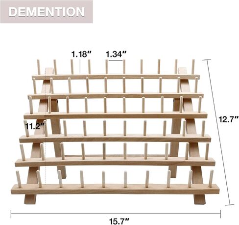 حامل شعر تجديل من STUDIO LIMITED، حامل شعر تجديل خشبي 60 بكرة، رف خيط للخياطة واللحف والتطريز وإكسسوارات التعليق in Kuwait