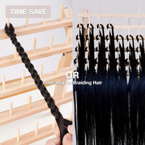 حامل شعر تجديل من STUDIO LIMITED، حامل شعر تجديل خشبي 60 بكرة، رف خيط للخياطة واللحف والتطريز وإكسسوارات التعليق in Kuwait