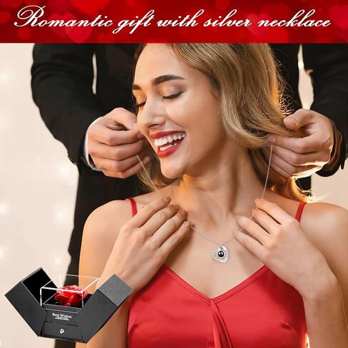 AbitRed Rose Gifts with Necklace for Women, Mothers Day Gifts for Mom, Anniversary Birthday Valentines Day Gifts for Her Girlfriend Wife Sisters, Artificial Flowers Gifts Ideas in Saudi Arabia