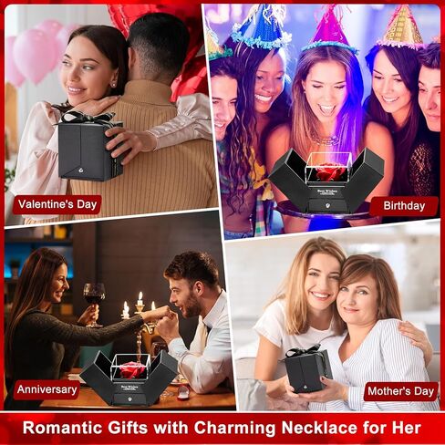 AbitRed Rose Gifts with Necklace for Women, Mothers Day Gifts for Mom, Anniversary Birthday Valentines Day Gifts for Her Girlfriend Wife Sisters, Artificial Flowers Gifts Ideas in Saudi Arabia