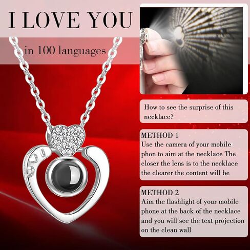 Swiftbuyo الحفاظ على وردة حمراء حقيقية مع قلادة أحبك 100 لغة، هدايا للنساء أمي جدتها صديقتها أختها صديقة زوجة، فكرة هدايا في عيد الميلاد، عيد الحب، عيد الأم in Kuwait