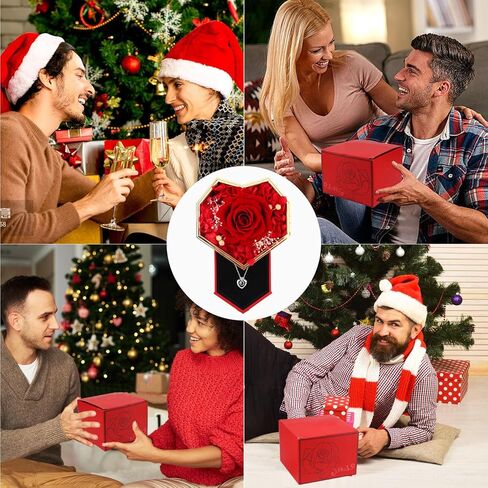 Swiftbuyo الحفاظ على وردة حمراء حقيقية مع قلادة أحبك 100 لغة، هدايا للنساء أمي جدتها صديقتها أختها صديقة زوجة، فكرة هدايا في عيد الميلاد، عيد الحب، عيد الأم in Kuwait