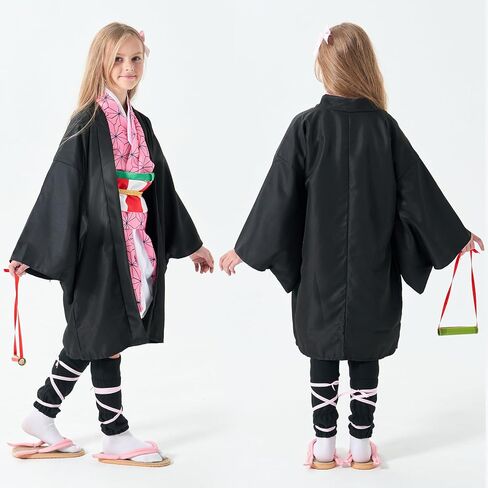 BUWHIN Nezuko Cosplay Costume Kimono for Kids Adults Robe Japanese Anime Costume Halloween Kimono Outfit With Wig in Saudi Arabia