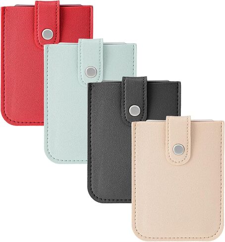Lusofie Leather Card Organizer Slim Minimalist Wallet, 4Pcs Personalized Pull-out Card Holder Snap Closure with 6 Card Slots for Women Men in Saudi Arabia