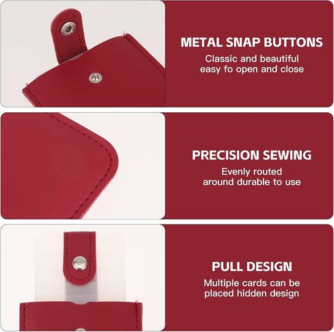 Lusofie Leather Card Organizer Slim Minimalist Wallet, 4Pcs Personalized Pull-out Card Holder Snap Closure with 6 Card Slots for Women Men in Saudi Arabia