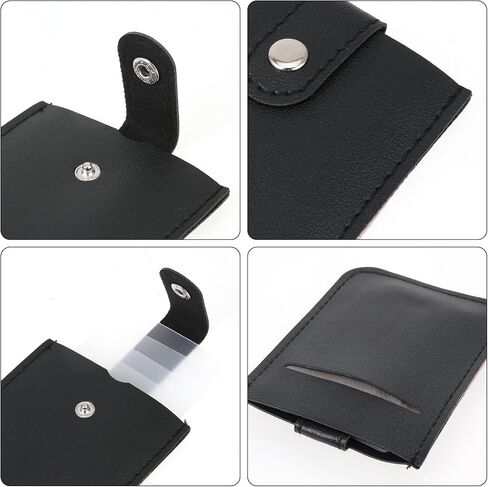 Lusofie Leather Card Organizer Slim Minimalist Wallet, 4Pcs Personalized Pull-out Card Holder Snap Closure with 6 Card Slots for Women Men in Saudi Arabia