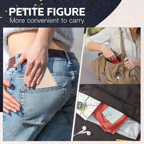 Lusofie Leather Card Organizer Slim Minimalist Wallet, 4Pcs Personalized Pull-out Card Holder Snap Closure with 6 Card Slots for Women Men in Saudi Arabia