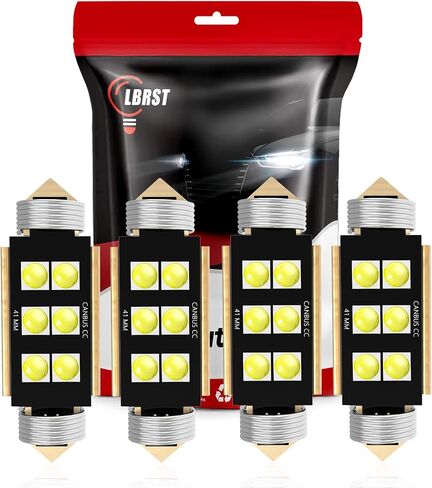 LBRST DE3175 لمبة LED 31 مم لمبة LED اكليل 6000K 12V شرائح بيضاء فائقة السطوع CANBUS 6SMD، لمبة LED DE3022، لمبة LED DE3021، لمبة LED 6428 لخريطة القبة الداخلية لأضواء شحن صندوق السيارة، حزمة من 4 in Kuwait