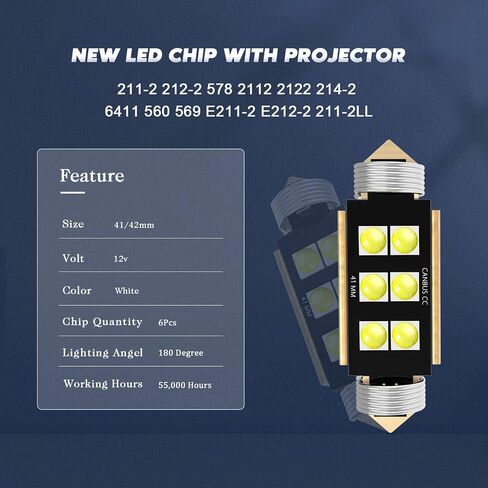 LBRST DE3175 لمبة LED 31 مم لمبة LED اكليل 6000K 12V شرائح بيضاء فائقة السطوع CANBUS 6SMD، لمبة LED DE3022، لمبة LED DE3021، لمبة LED 6428 لخريطة القبة الداخلية لأضواء شحن صندوق السيارة، حزمة من 4 in Kuwait