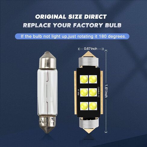 LBRST DE3175 لمبة LED 31 مم لمبة LED اكليل 6000K 12V شرائح بيضاء فائقة السطوع CANBUS 6SMD، لمبة LED DE3022، لمبة LED DE3021، لمبة LED 6428 لخريطة القبة الداخلية لأضواء شحن صندوق السيارة، حزمة من 4 in Kuwait