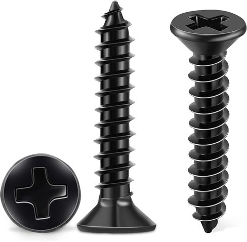 100 PCS #10 X 1-1/4 inch Black Oxide Coated Flat Head Phillips Wood Screws, Stainless Steel 18-8 (A2) Fully Threaded 10 X 1-1/4'' Multipurpose Screw by TPOHH in Saudi Arabia