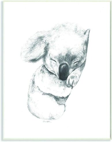 Stupell Industries Cute Koala Baby Animal Neutral Grey Drawing, Design by Artist Daphne Polselli Wall Art, 13 x 19, Wood Plaque in Kuwait