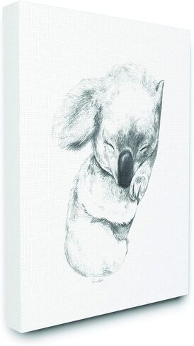 Stupell Industries Cute Koala Baby Animal Neutral Grey Drawing, Design by Artist Daphne Polselli Wall Art, 13 x 19, Wood Plaque in Kuwait
