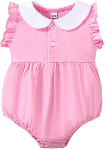 ZFZDRen Baby Ruffle Collar Bodysuit Infant Girl Sleeveless Romper Summer Jumpsuit in Saudi Arabia