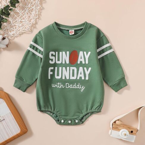 jxxiatang Baby Boy Girl Sweatshirt Rompers Football Letter Print Long Sleeve Bodysuit Newborn Infant Cute Fall Clothes in Saudi Arabia