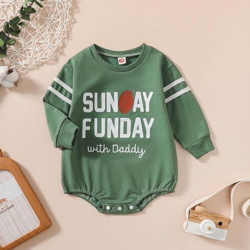 jxxiatang Baby Boy Girl Sweatshirt Rompers Football Letter Print Long Sleeve Bodysuit Newborn Infant Cute Fall Clothes in Saudi Arabia