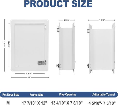 باب الكلب Sidasu للجدار قابل للتعديل وعمق باب الحيوانات الأليفة للجدار مع قفل ألومنيوم آمن، باب الكلب مناسب للجدران الداخلية والخارجية، متوسط ​​(الحيوانات الأليفة حتى 40 رطل) in Kuwait
