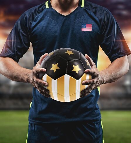 Barocity Golden US Flag Soccer Ball - Premium Official Match Ball with Gold Stars Artwork, Durable Sport Boys and Girls Gold Soccer Ball for Indoor, Outdoor, Training, and Practice Games in Saudi Arabia
