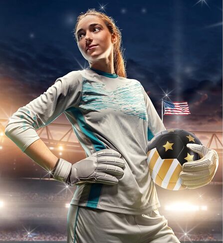 Barocity Golden US Flag Soccer Ball - Premium Official Match Ball with Gold Stars Artwork, Durable Sport Boys and Girls Gold Soccer Ball for Indoor, Outdoor, Training, and Practice Games in Saudi Arabia