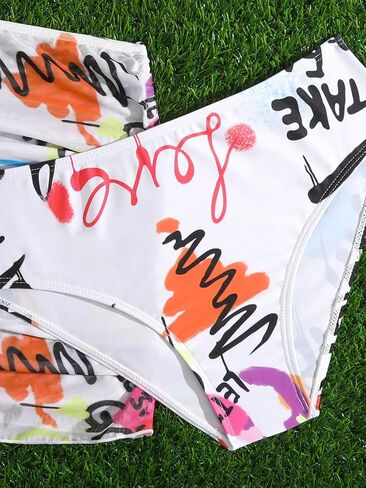 OYOANGLE Girl's 3 Pieces Bikini Set Graphic Print Triangle Halter Swimsuit Summer Beach Bathing Suit in Saudi Arabia