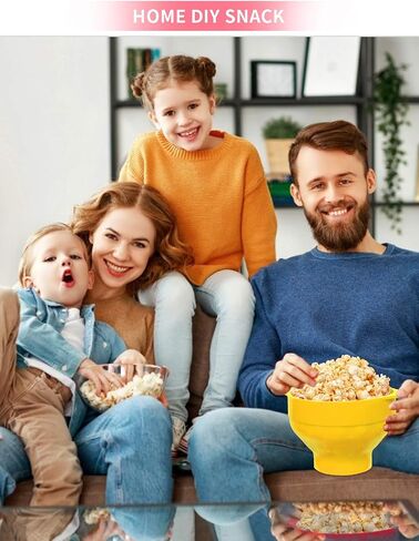 Microwave Silicone Popcorn Popper, Fenvella Collapsible Hot Air Microwavable Popcorn Maker BPA Free & Dishwasher Safe, Popcorn Bowl with Lid & Handle for Home Party in Saudi Arabia