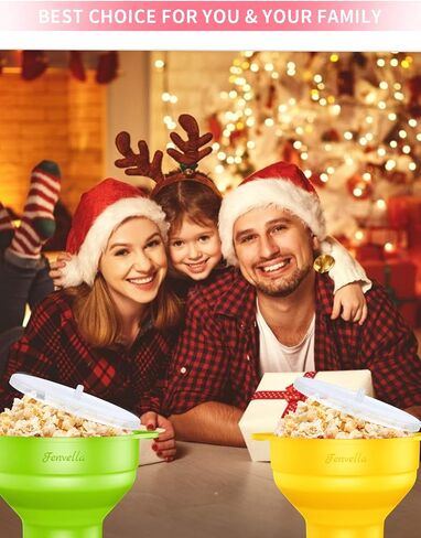 Microwave Silicone Popcorn Popper, Fenvella Collapsible Hot Air Microwavable Popcorn Maker BPA Free & Dishwasher Safe, Popcorn Bowl with Lid & Handle for Home Party in Saudi Arabia