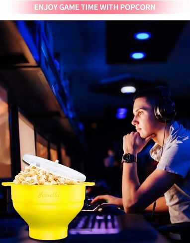 Microwave Silicone Popcorn Popper, Fenvella Collapsible Hot Air Microwavable Popcorn Maker BPA Free & Dishwasher Safe, Popcorn Bowl with Lid & Handle for Home Party in Saudi Arabia