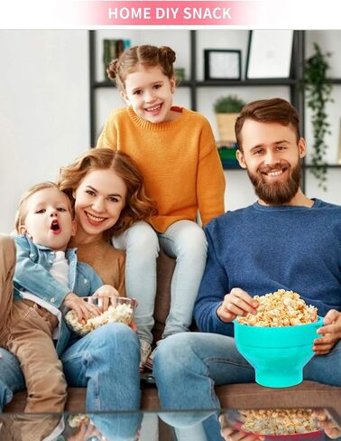 Microwave Silicone Popcorn Popper, Fenvella Collapsible Hot Air Microwavable Popcorn Maker BPA Free & Dishwasher Safe, Popcorn Bowl with Lid & Handle for Home Party in Saudi Arabia