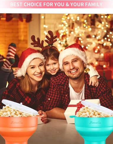 Microwave Silicone Popcorn Popper, Fenvella Collapsible Hot Air Microwavable Popcorn Maker BPA Free & Dishwasher Safe, Popcorn Bowl with Lid & Handle for Home Party in Saudi Arabia