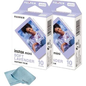 فيلم Fujifilm Mini Instant - فيلم فوري لافندر ناعم + حزمة أوراق + قطعة قماش للتنظيف من الألياف الدقيقة من BluebirdSales، كاميرا صغيرة فورية مثالية للتصوير الفوري (4 عبوات) in Kuwait