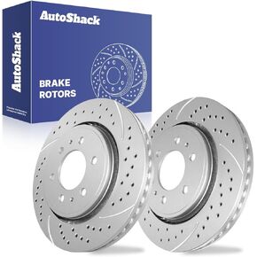AutoShack Pair of 2 Front TurboGuard Coated Drilled Slotted Silver Brake Rotors Driver and Passenger Side Replacement for Lincoln Navigator 2007-2021 Ford Expedition 2010-2020 F-150 4WD PR64155DSCPR in Kuwait