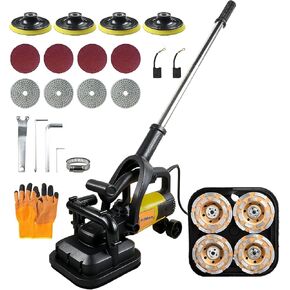 مجموعة طاحونة خرسانة بأربعة رؤوس من PeiXWming بمقبض طويل، مطحنة أرضية خرسانية 4 بوصات 3800 وات 0-6000 دورة في الدقيقة لسطح الخرسانة واستخلاص الغبار وعجلات مساعدة لطحن رخام الأسمنت الخرساني in Kuwait