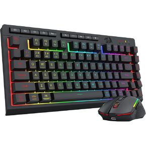 Redragon اللاسلكي ألعاب مفاتيح ومفاتيح الماوس ، Bluetooth/2.4g/USB-C ، RGB الخلفية ، مفاتيح الماكرو ، قابلة للشحن ، دعم البرمجيات ، 75 ٪ لوحة مفاتيح غشاء هادئ محمولة و 12800 نقطة في البوصة الماوس in Kuwait