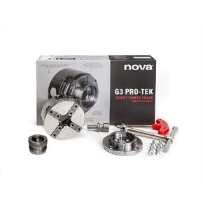 طقم ظرف مخرطة الخشب Nova 48290 Premier Pro-Tek G3 مع مجموعة فك Pro-Tek 2 بوصة، ومسمار دودة الخشب، والملحقات، مُجمَّعة مع إدراج Nova IXNS 1 بوصة × 8tpi (قابل للعكس) in Kuwait