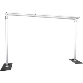 Ambitful 10x10ft Heavy Duty Pipe and Drape Frame Kit, Adjustable Height/Width Pipe and Drape All-Metal Construction Backdrop Stand for Party, Birthday, Wedding - Silver (10X10FT Double Crossbar) in Saudi Arabia