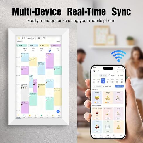 مخطط تقويم رقمي 15.6 بوصة، مخطط حائط مكتب بشاشة لمس 1920 * 1080 بكسل، إطار صورة رقمي، مخطط يومي أسبوعي وشهري، مخطط عمل إلكتروني، هدايا الفيل الأبيض للنساء والأم والمعلم والجدة in Saudi Arabia