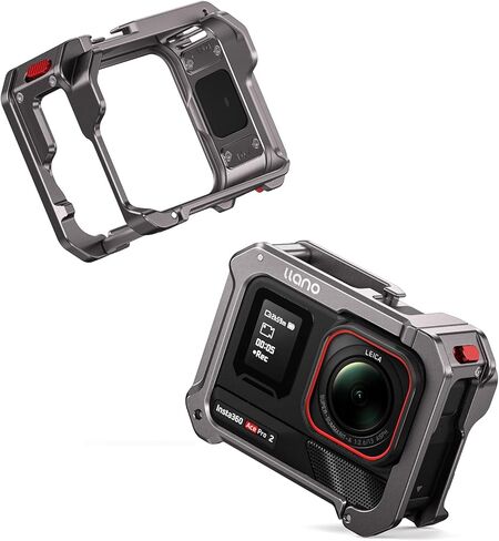 قفص كاميرا من الألومنيوم من llano لجهاز Insta360 Ace Pro 2/Ace Pro/Ace، إطار واقي خفيف الوزن 60 جرام مع حذاء بارد وحامل 1/4 بوصة، وصول سريع للبطارية، حافظة وملحقات Insta360 Ace Pro 2 in Kuwait