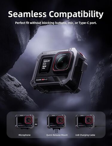 قفص كاميرا من الألومنيوم من llano لجهاز Insta360 Ace Pro 2/Ace Pro/Ace، إطار واقي خفيف الوزن 60 جرام مع حذاء بارد وحامل 1/4 بوصة، وصول سريع للبطارية، حافظة وملحقات Insta360 Ace Pro 2 in Kuwait
