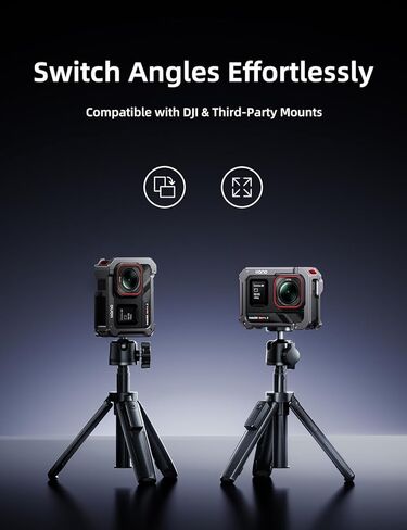 قفص كاميرا من الألومنيوم من llano لجهاز Insta360 Ace Pro 2/Ace Pro/Ace، إطار واقي خفيف الوزن 60 جرام مع حذاء بارد وحامل 1/4 بوصة، وصول سريع للبطارية، حافظة وملحقات Insta360 Ace Pro 2 in Kuwait