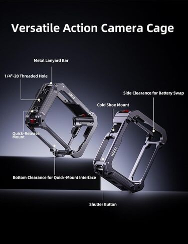 قفص كاميرا من الألومنيوم من llano لجهاز Insta360 Ace Pro 2/Ace Pro/Ace، إطار واقي خفيف الوزن 60 جرام مع حذاء بارد وحامل 1/4 بوصة، وصول سريع للبطارية، حافظة وملحقات Insta360 Ace Pro 2 in Kuwait