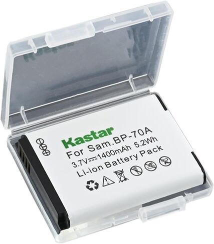 بطارية Kastar 1 حزمة وشاحن AC وUSB-C، متوافق مع كاميرات Samsung BP70A، AQ100 DV150F ES95 PL120 PL170 ST65 ST70 ST72 ST76 ST90 ST93 ST95 TL105 TL110 WB30F WB35F WB50F SL600 SL605 SL630 in Kuwait