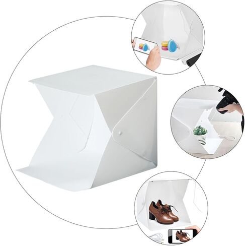 VANZACK Portable Folding Mini Photo Box with 20cm LED Light Tent, Small Photography Light Cube with 6 Color Backdrops for Product Shooting and Studio Photography in Saudi Arabia